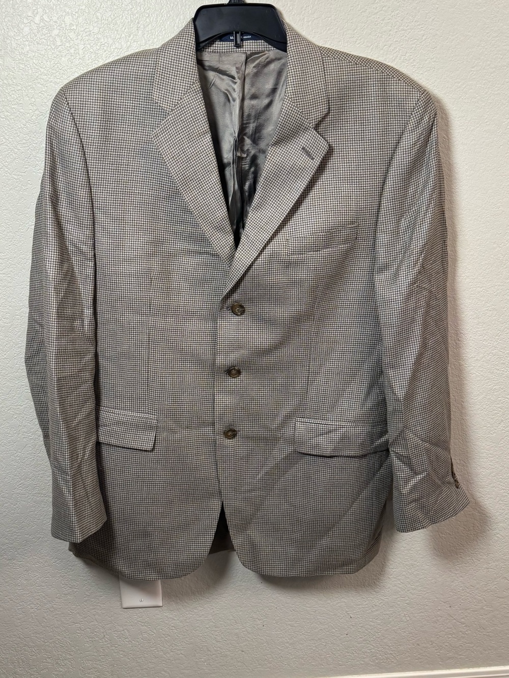 Chaps Ralph Lauren Vintage Houndstooth Sport Coat Blazer 3-Button Made in Canada